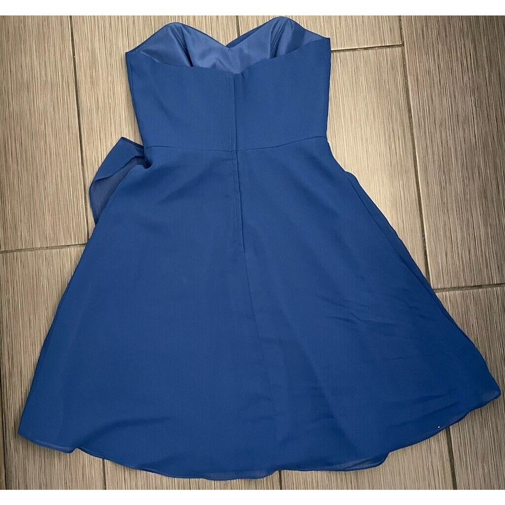 Alfred Angelo Womens Chiffon Dress Size 8 Blue Knee Length Sweetheart Neck - Picture 4 of 4